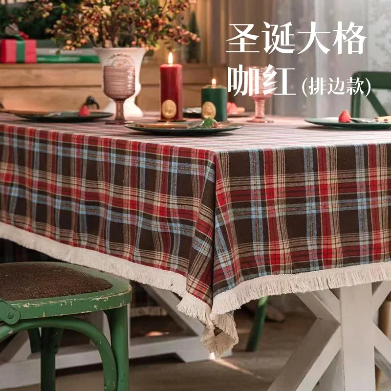 

The new classic lattice cloth art modern simple tea table towel household television cabinet square cover cloth blue