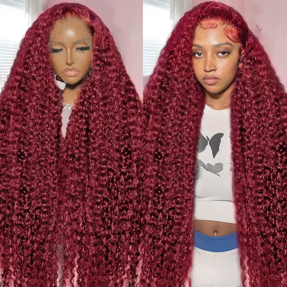 Human Hair Wig 40 Inch Deep Wave Curly Lace Frontal Brazilian Remy For Women