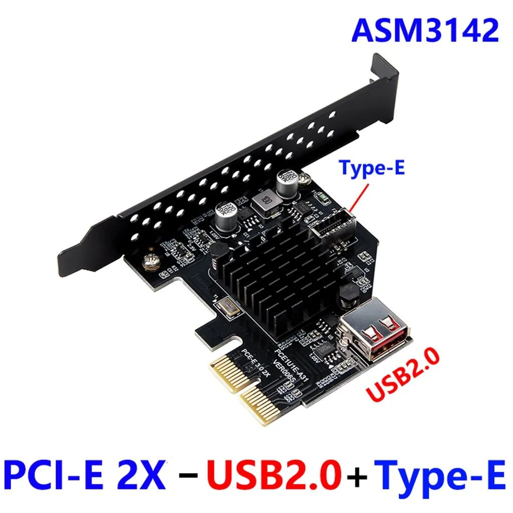 

ASM3142 chip 10Gbps USB3 1 Gen 2 Type-E 20 Pin Expansion Card USB 2 0 PCI Express 3 0 X2 Adapter for Desktop PC Computer Raiser