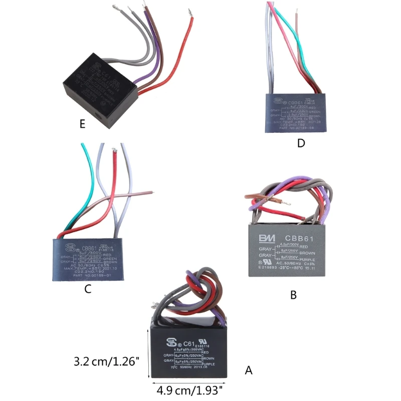 Конденсатор для потолочного вентилятора CBB61 4,5 + 6 + 5UF 4,5 + 6 + 6UF 5 + 5 + 5UF 4 + 4 + 2,5 UF 4 + 5 + 6UF 5 Wire 250V 50/60Hz конденсатор двигателя