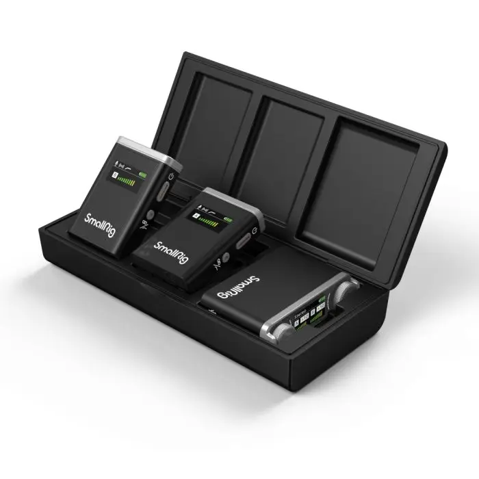

SmallRig Forevala W60 Wireless Microphone One-to-Two Dual Channel Clip-on Lapel Radio Microphone Full Set of Noise-Cancelling