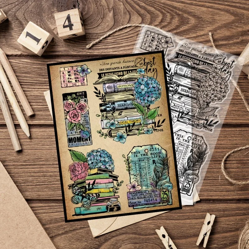 アジサイシール付きの透明なスタンプ,シリコンシール付きのスタンプ