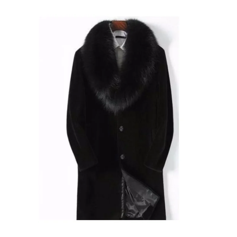 New Velvet Thickened Men's Jacket Autumn And Winter Warm Casual Imitation Fur Coat Mid-length
