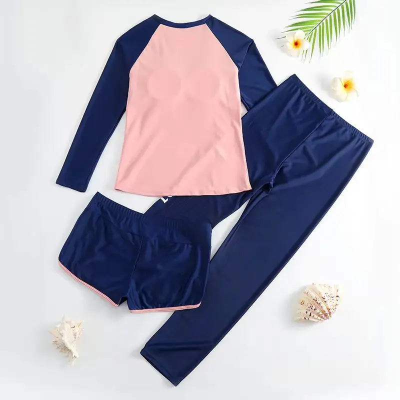 3pc Wetsuit Women Combinaison Surf Long Sleeve Diving Suit Snorkeling Swimsuit Full Cover Sunscreen Swimwear Bodysuit Beachwear