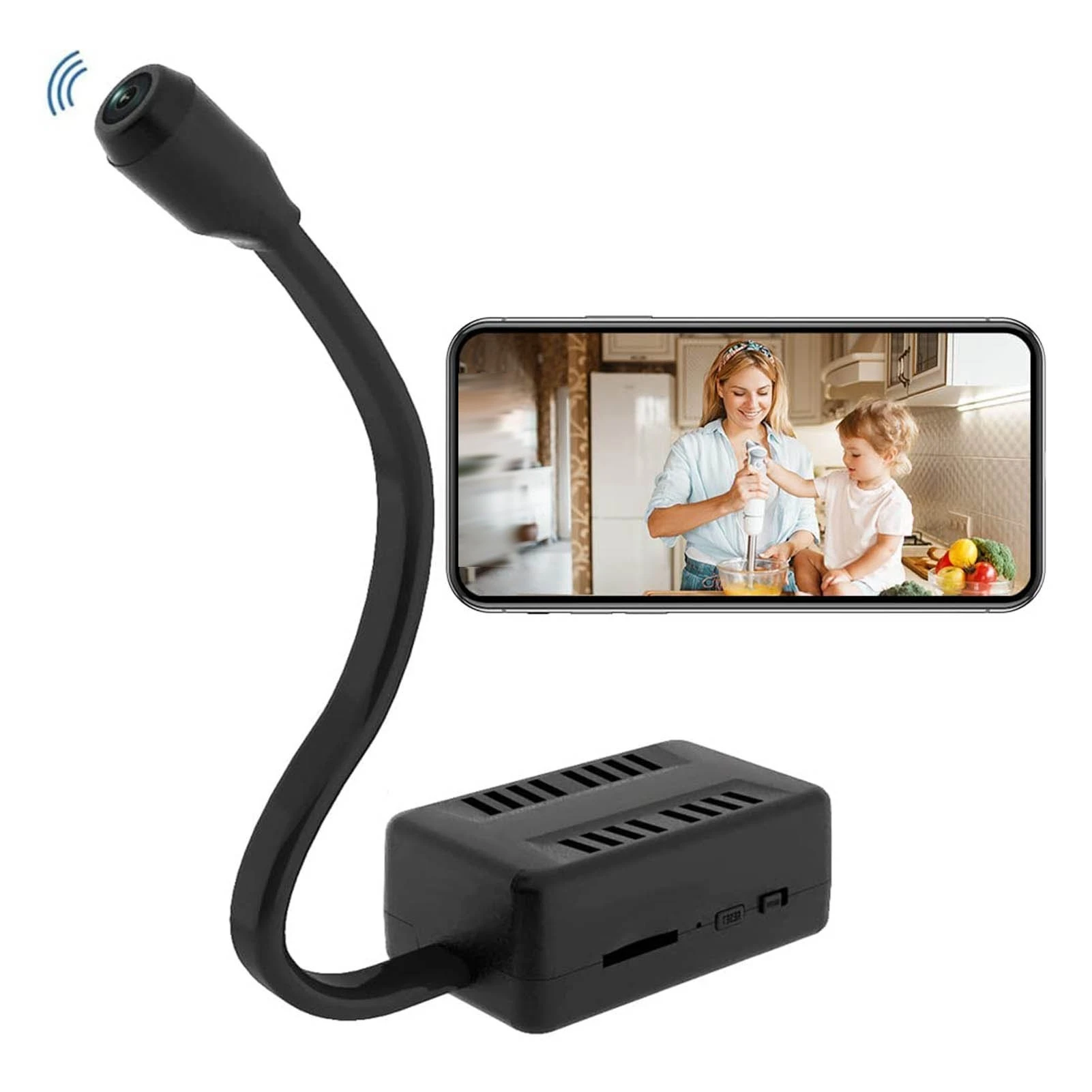 Wireless Mini WiFi Camera HD 1080P Flexible Lens Cable 120° Wide Angle 2 Way Talk Motion Detection USB Rechargeable For Home