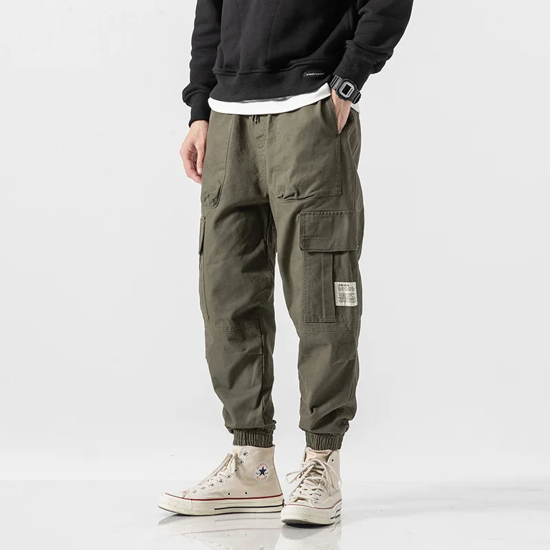 Men Flap Pocket Side Drawstring Waist Cargo Pants