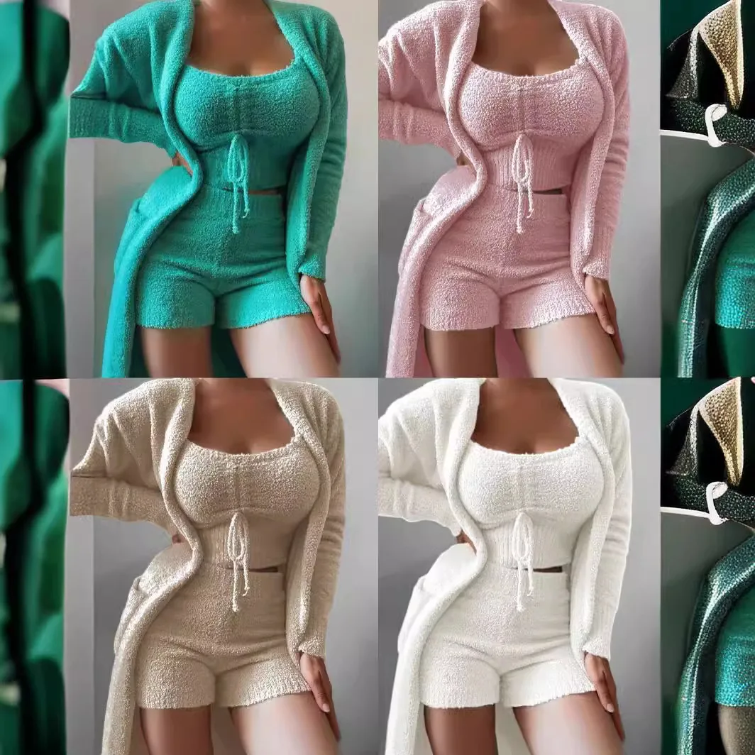 Pink Fleece Teddy Loungewear Set for Women