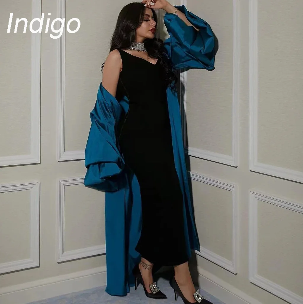 

Indigo Evening Dresses With Coat V Neck Ankle-Length Formal Party Dress For Women 2024 فساتين السهرة vestidos de fiesta