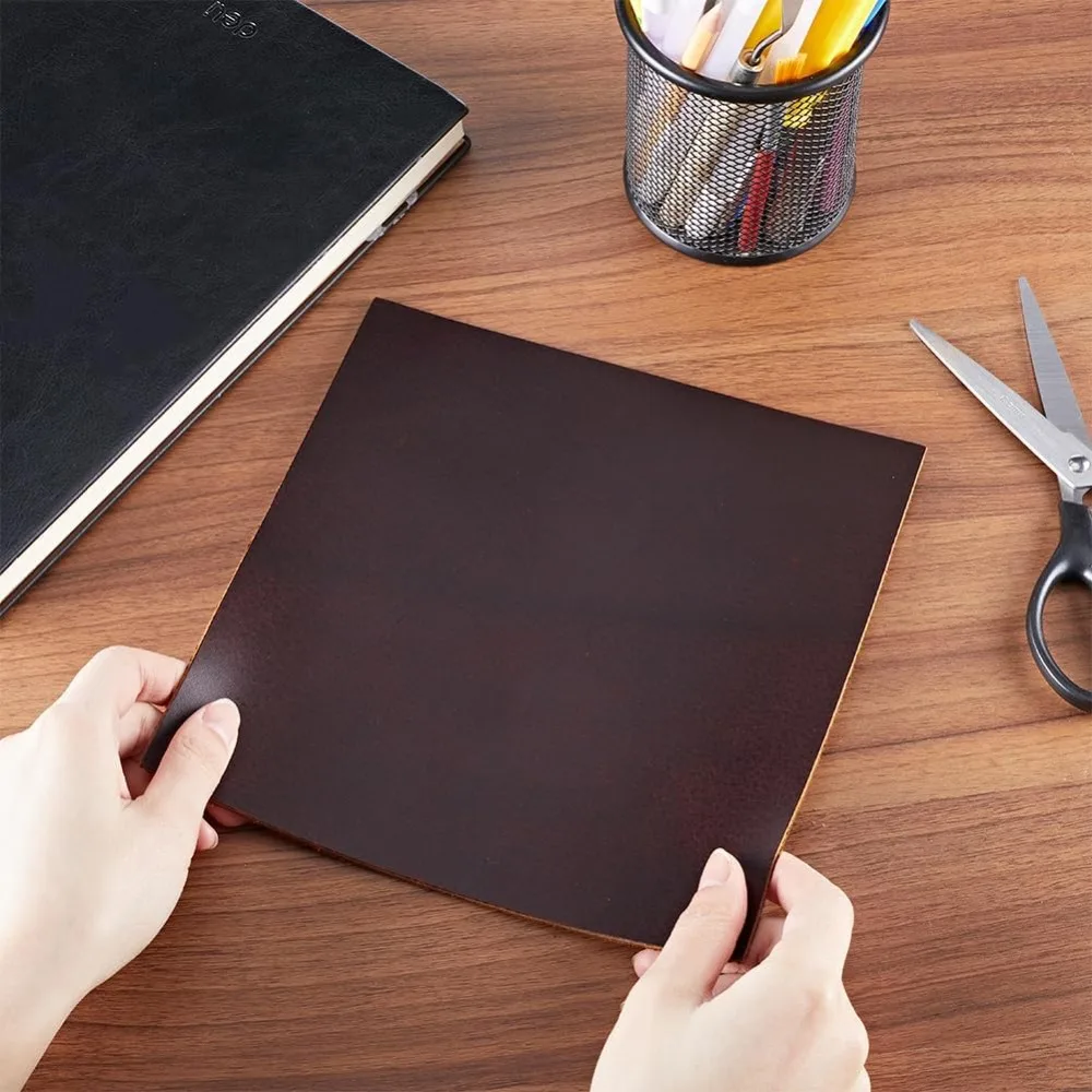 DIY 수제 의류 라벨 핸드백용 가죽 원단 가죽 시트 코코넛 브라운 20x20x0.2cm