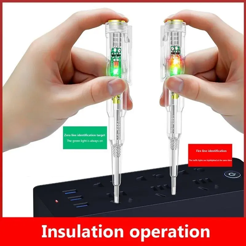 Electric Tester Pen Double Light Sensor Beep Alarm Broken Zero Fire Wire Detection