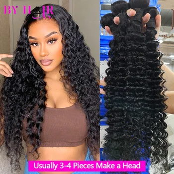 Deep Wave Bundles 100% Human Hair 28 30 32 Inch Curly Hair Extensions For Women Brazilian Remy Weaving Raw Human Hair Bundles 1
