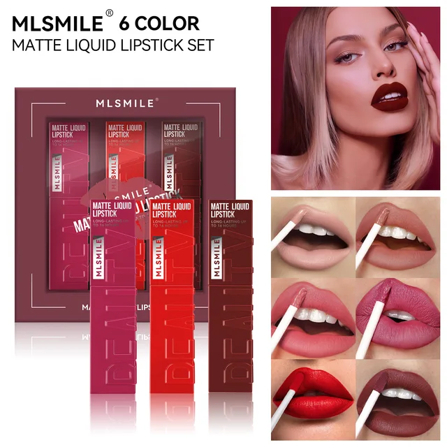 35465-d2aefd.jpg 3 PCS Matte Ink Liquid Lipstick Long Lasting Velvet Nude Lip Gloss Non-stick Cup Waterproof Lips Tint Waterproof Make Up