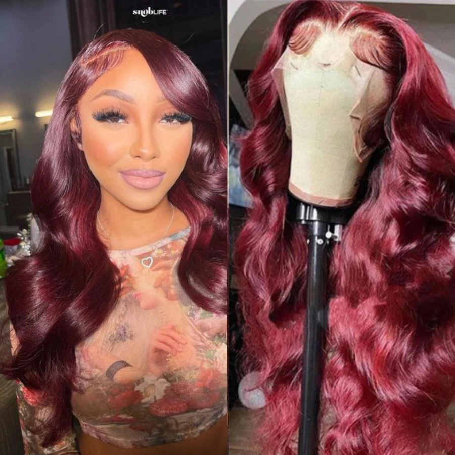 

UNice Hair 13x4 Lace Front Wig Body Wave 99J Burgundy Red Wine Pre Plucked Glueless Human Hair Lace Frontal Wigs for Women