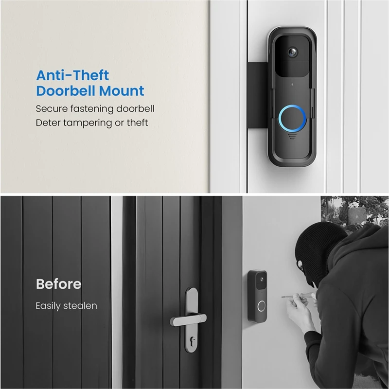 A01F-Anti-Theft Doorbell Mount No Drill Bracket Holder For Blink Video Doorbell,Not Block Doorbell Motion Sensor Camera Mount