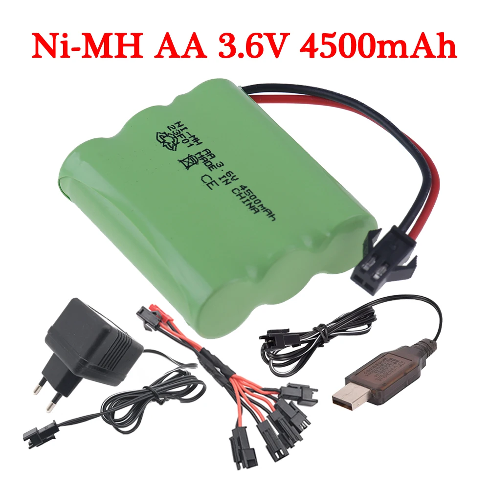 Batteria Ni-Mh 3.6V 4500Mah Batteria Con Set Di Caricabatterie Per Rc Car Robots Tanks Train Gun Boats Aa 3.6V 3000Mah Batteria Sm Plug