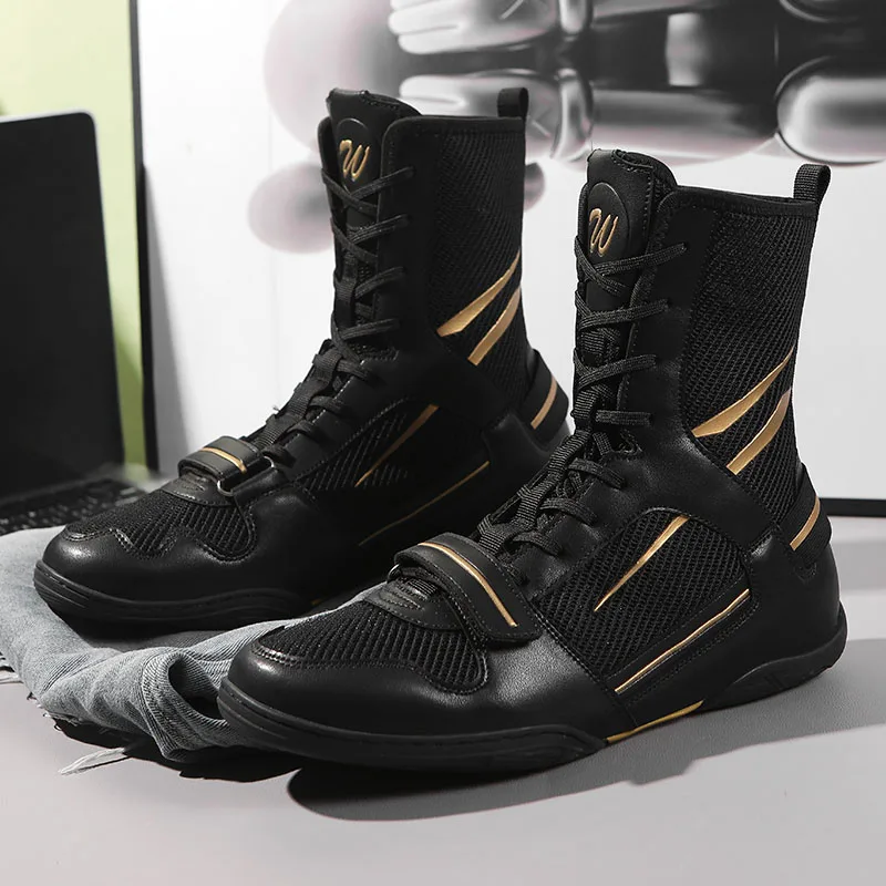 Professional Men Wrestling Boots Boy Big Size 38-47 Mens Boxer Boxing Sport Shoes Breathable Youth Deep Squat Training Sneakers