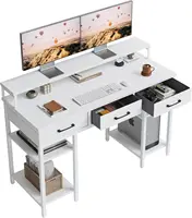 47 Inch Computer Desk with 3 Drawers and Storage Shelves, Small Home Office Desk with Monitor Stand, Study Writing Table 1
