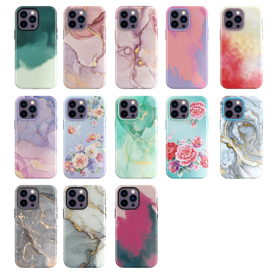 Custodia JIAXIUFEN IPhone 14 Pro Max Marmo Verde Menta | Cover TPU Sottile Leggera Flessibile