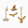 4pcs/set Back to Hogwarts Cartoon Stud Earrings Gold Color Plated Cubic Zircon Stone Women Jewelry 4