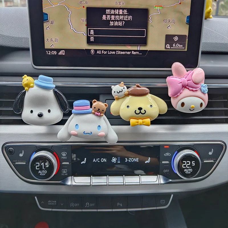 Kawaii Sanrios Kuromi Vent Clip Car Air Freshener Anime Cinnamoroll Auto Accessories Decor Perfume Diffuser Easter Gift