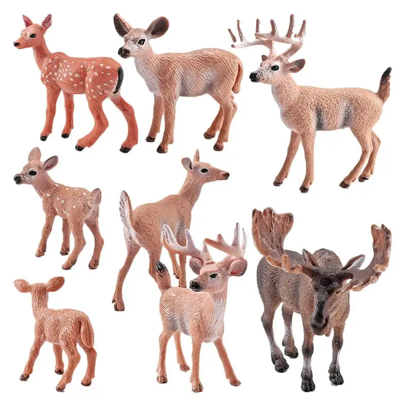 

Deer Figurine Toys 8 Pcs Realistic Mini Deer Fawn Figurines Toy Forest Animals Figures Deer Figurines Cake Toppers Educational