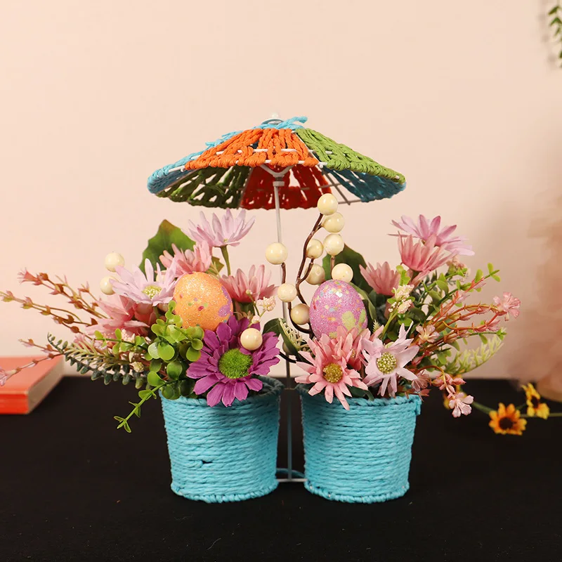 

Unique Easter Simulation Wild Chrysanthemum Basket Decorations Festival Party Home Table Chrysanthemum Ornaments Decor