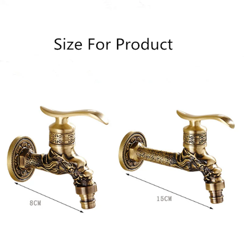 Tuqiu Antique Brass Dragon Carved Outdoor Garden Faucet