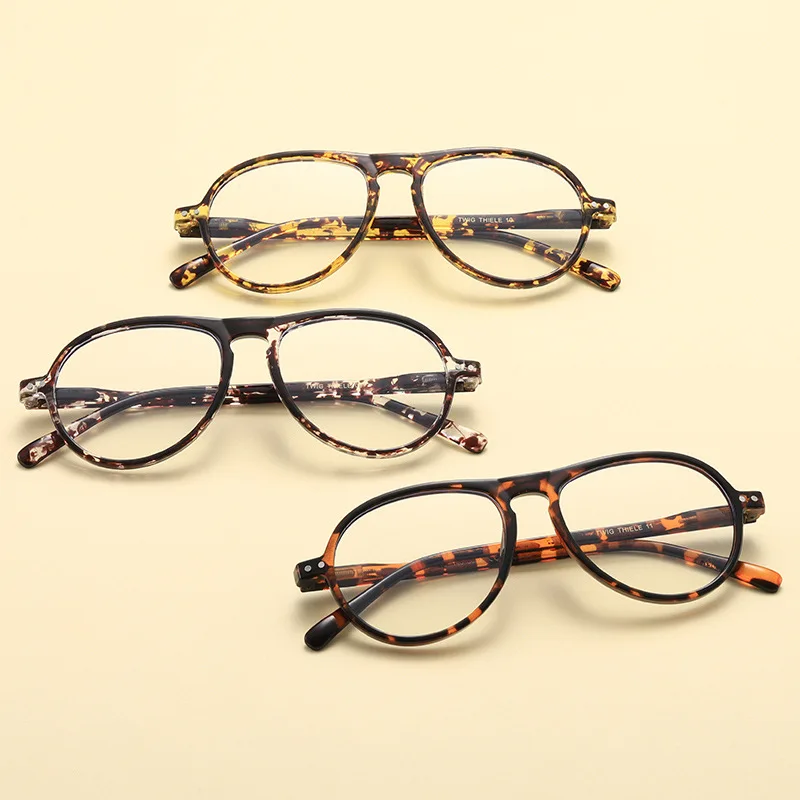 New Leopard Pilot Reading Glasses Blocking Blue Light Frame Computer Goggles Presbyopic Eyeglasses For Women&Men 0+1+1.5+2+2.5+4