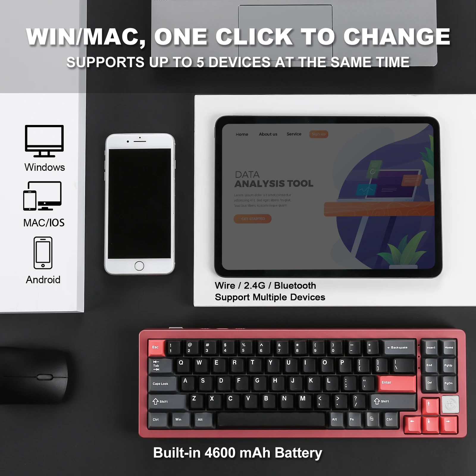 YUNZII AL71 Red 68% 71 Key Full CNC Aluminum Hot Swappable Gasket