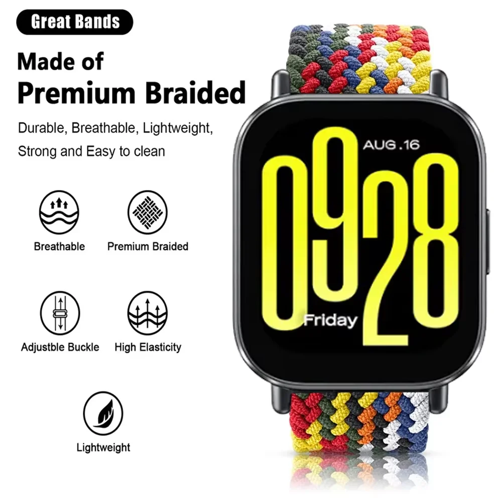 Sports Nylon Braided Strap - Breathable, Elastic, and Adjustable (20/22mm)