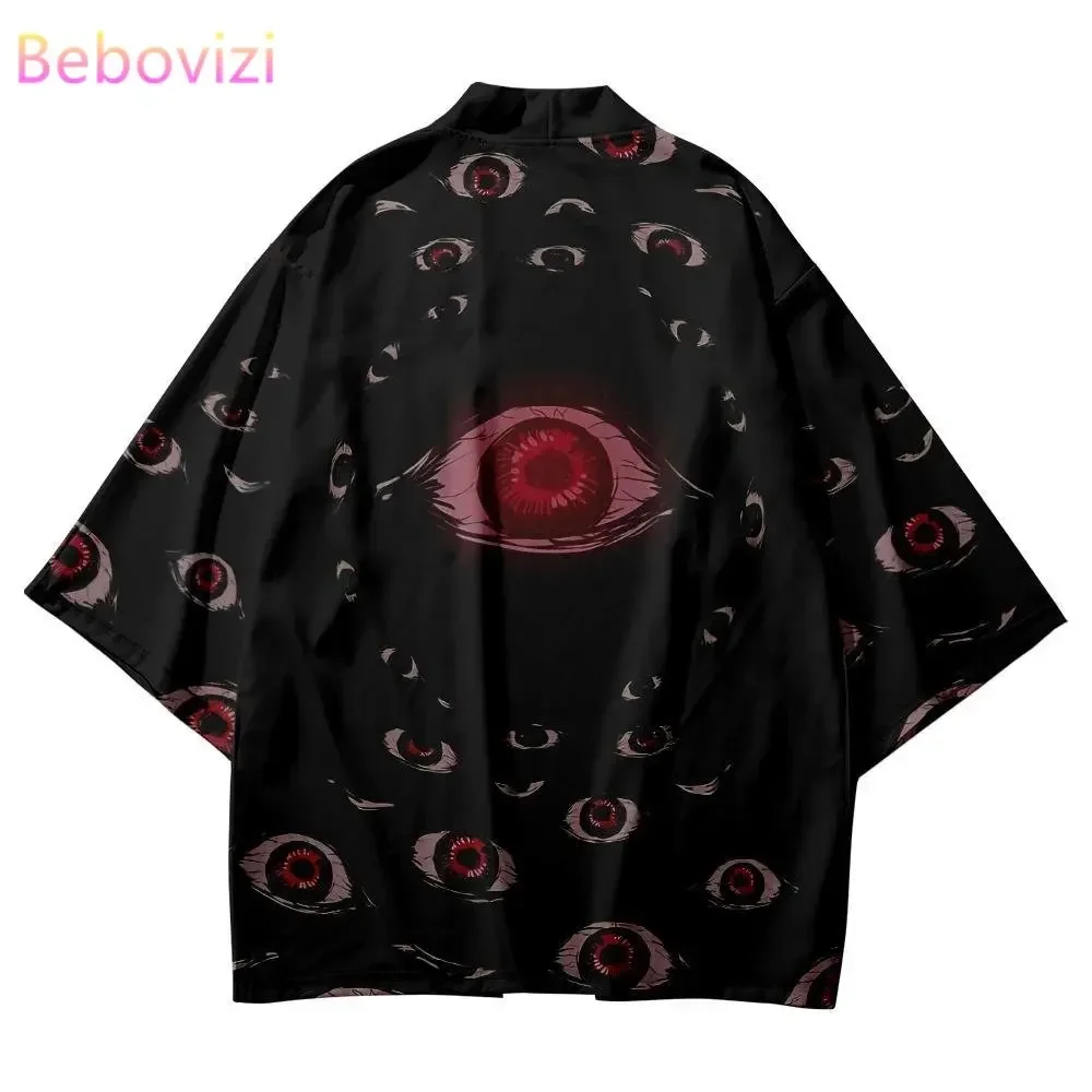 Japanese Kimono New Design Eye Print Traditional Kimono Japanese Style Women Men Streetwear Beach Cardigan Fashion Cosplay Haori Shirts Top