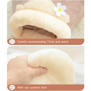Winter Warm Cat Bed Plush Soft Portable Foldable Round Cute Cat House Cave Sleeping Bag Cushion Pet Bed Kittens Products Toy 4