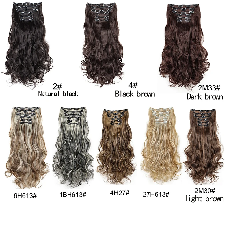 16Clip In Hair Extensions 18Inch  Hair Accessories Long Curly Hair Extension Clip Synthetic Hair Wigs for Women