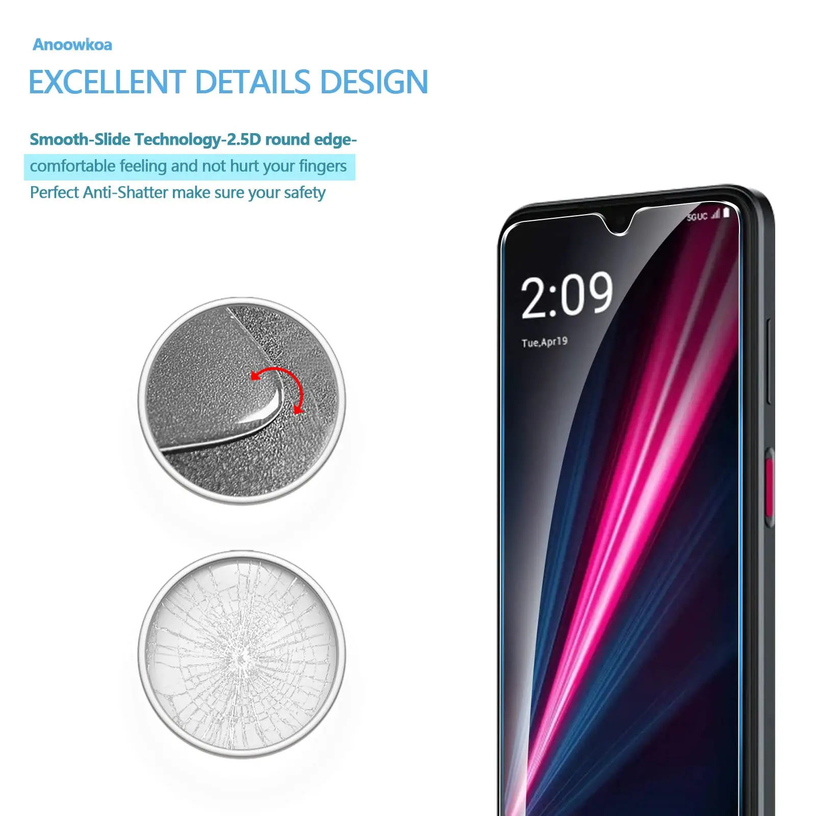 Screen Protector For T-Mobile T Phone Pro 5G Tempered Glass HD Crystal High Aluminum 9H Case Friendly 5
