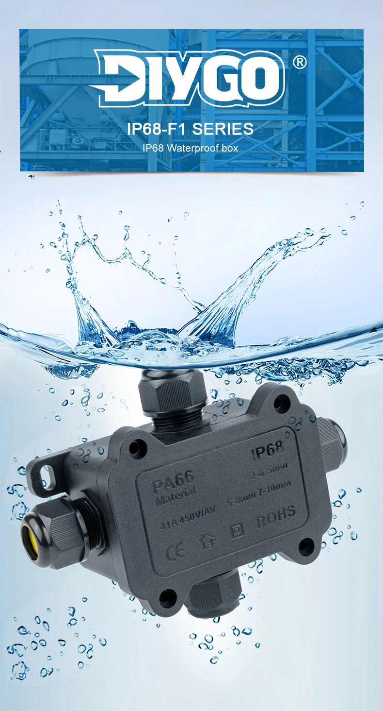 IP68 wasserdichte Anschluss dose für den Außenbereich schwarz 2/Wege Mini-Anschluss box mit PC-Kunststoff und Anschluss für vergrabene Verkabelung – Detail 2