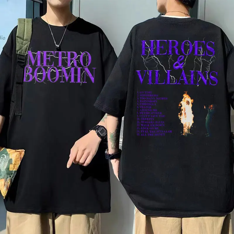

Rapper Metro Boomin Heroes & Villains Graphic T-shirt Men Oversized Tshirt Male Hip Hop Vintage T Shirt Short Sleeve Streetwear