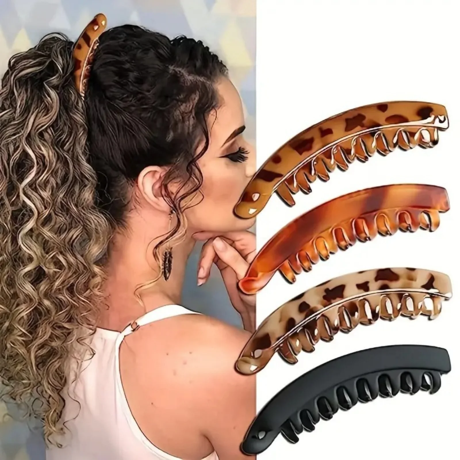 1 Stück Schildpatt – gemusterte Haarkämme: Stilvoller und langlebiger Haarschmuck zur Sicherung von Pferdeschwänzen, ideal für alle Haartypen