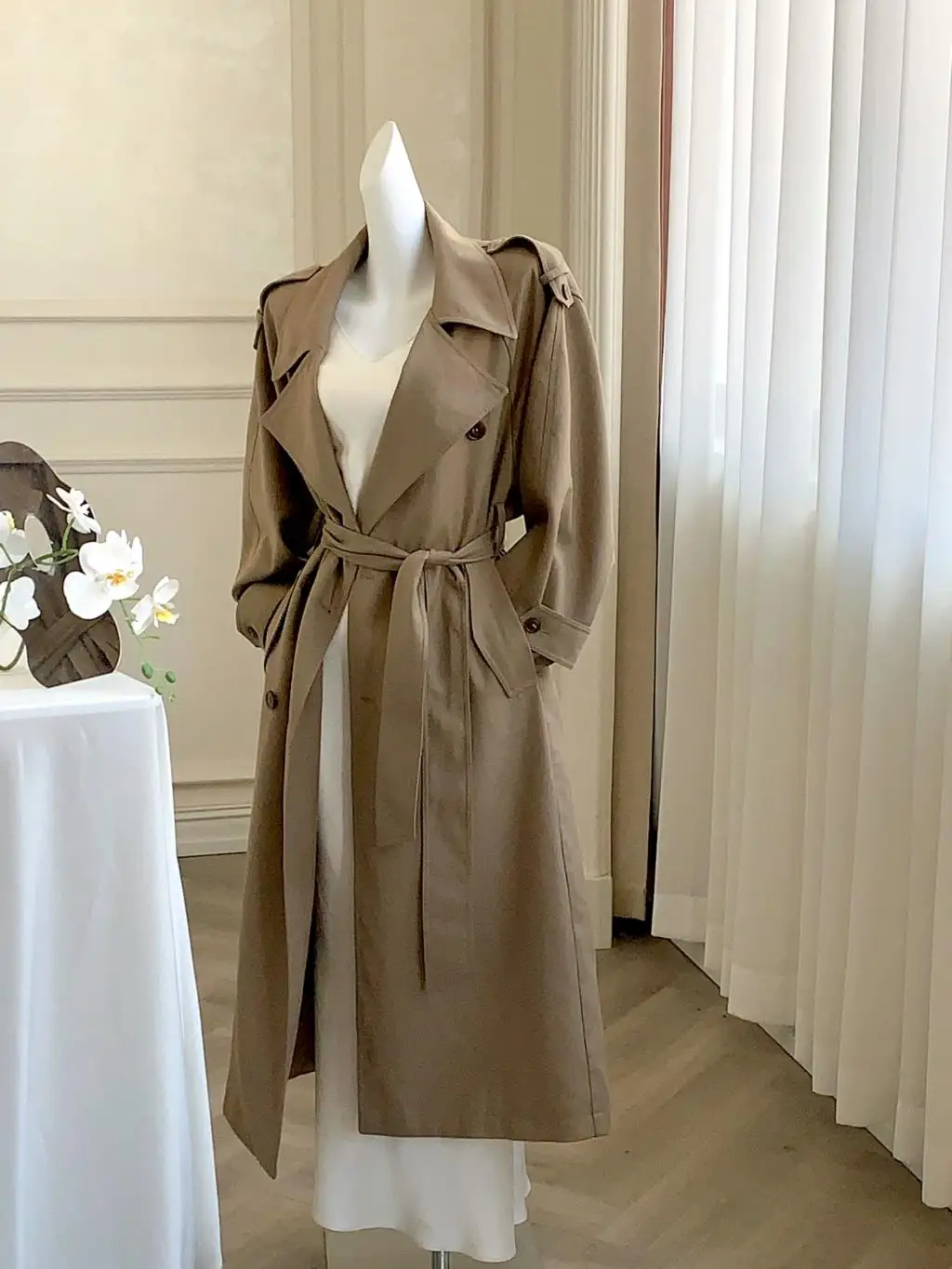 Autumn British Style Long Trench Women Lapel Double Breasted Coat with Belt Korean Fashion Windbreaker Outerwear Casual Jackets
