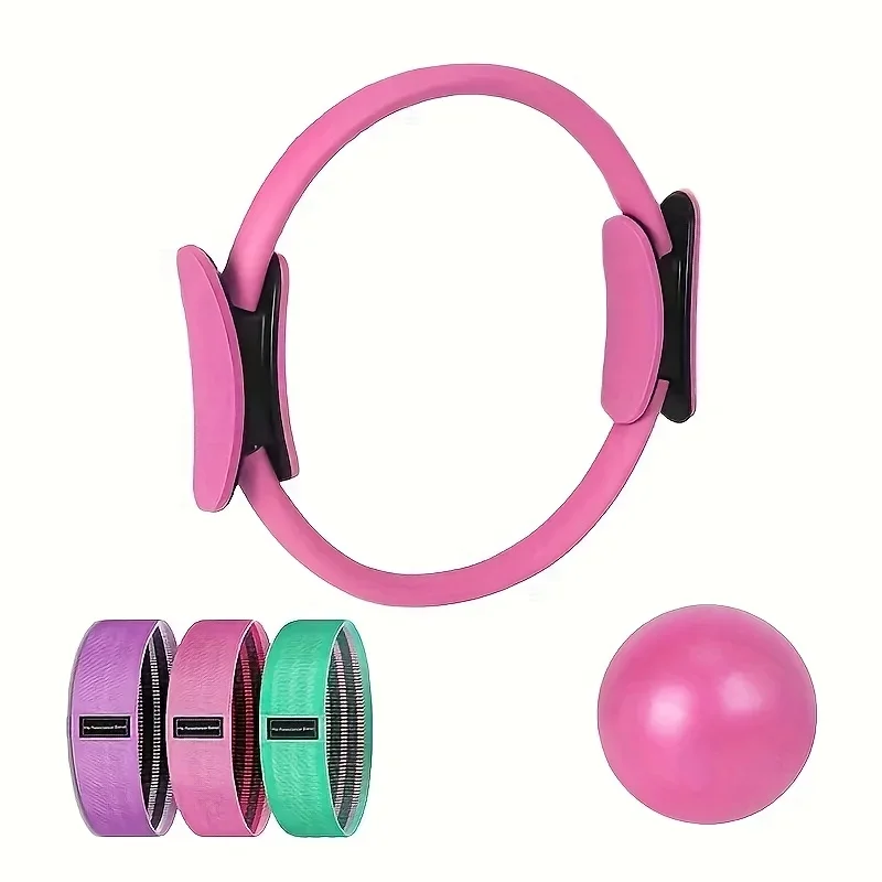5-Piece Yoga Ring Fitness Equipment Pilates Ring Solid Color PP Material for Yoga Fitness Shaping