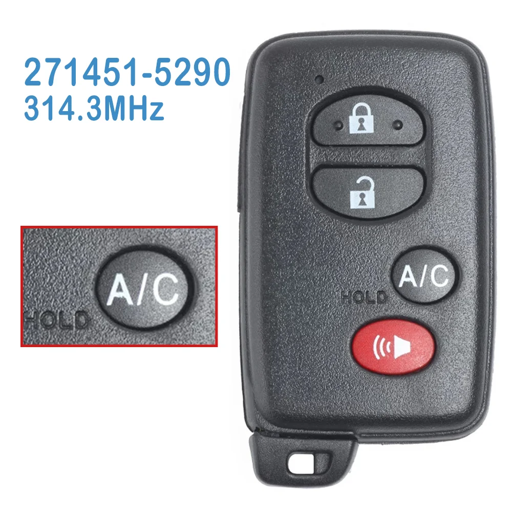 

271451-5290 Auto Smart Remote HYQ14ACX 3+1 Buttons 314.3MHz Keyless Go Car Key For Toyota Prius 2010 2011 2012 2013 2014 2015