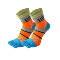 Colorful Striped Cotton Five - Finger Socks for Men - Fun & Comfortable Dress Socks (1 Pair blue)
