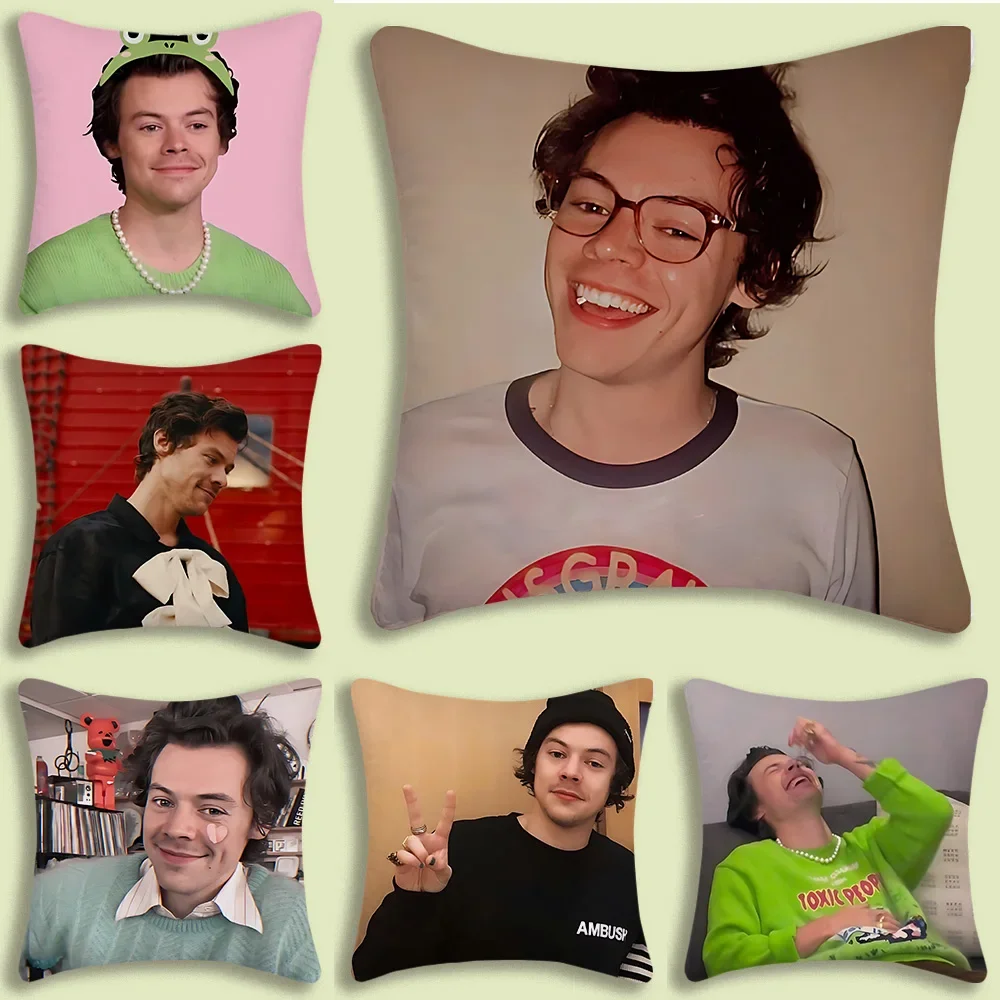 Pillow Covers Cartoon H-harry Styles Sofa Decorative Double-sided Printing Short Plush Cute Cushion Cover