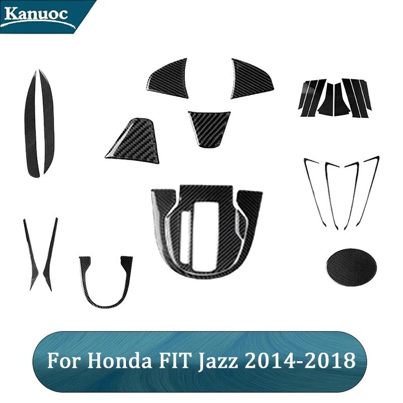 

For Honda FIT Jazz 2014 2015 2016 2017 2018 Carbon Fiber Black Stickers Cover Trim Car Interior Decorative Accessories