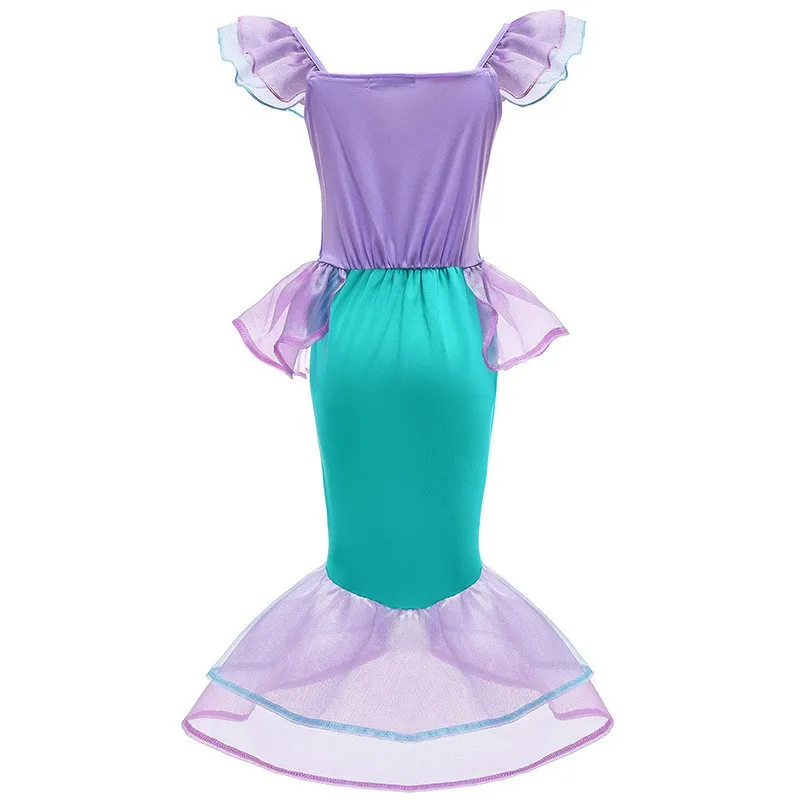 Disney 4-8 Years Little Mermaid Cosplay Costume Girl Halloween Siren Ariel Disguise Kid Princess Party Role Play Dress for Girl