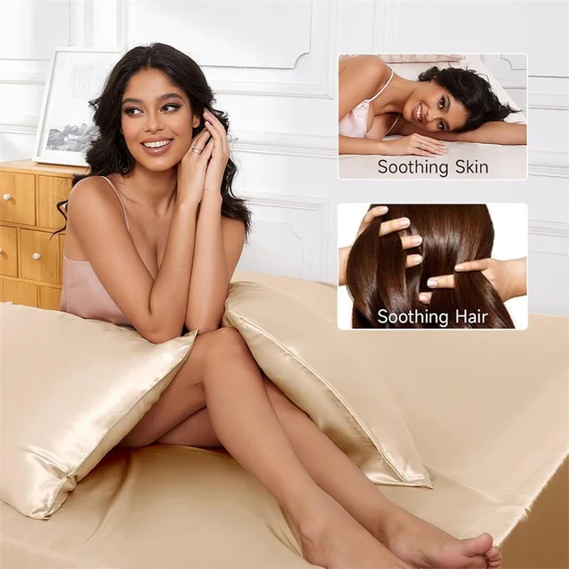 Set di lenzuola in seta di gelso 4/6 pezzi Set di biancheria da letto setosa Lenzuolo con angoli di lusso Lenzuola piatte Federa Letto singolo matrimoniale King Queen 5
