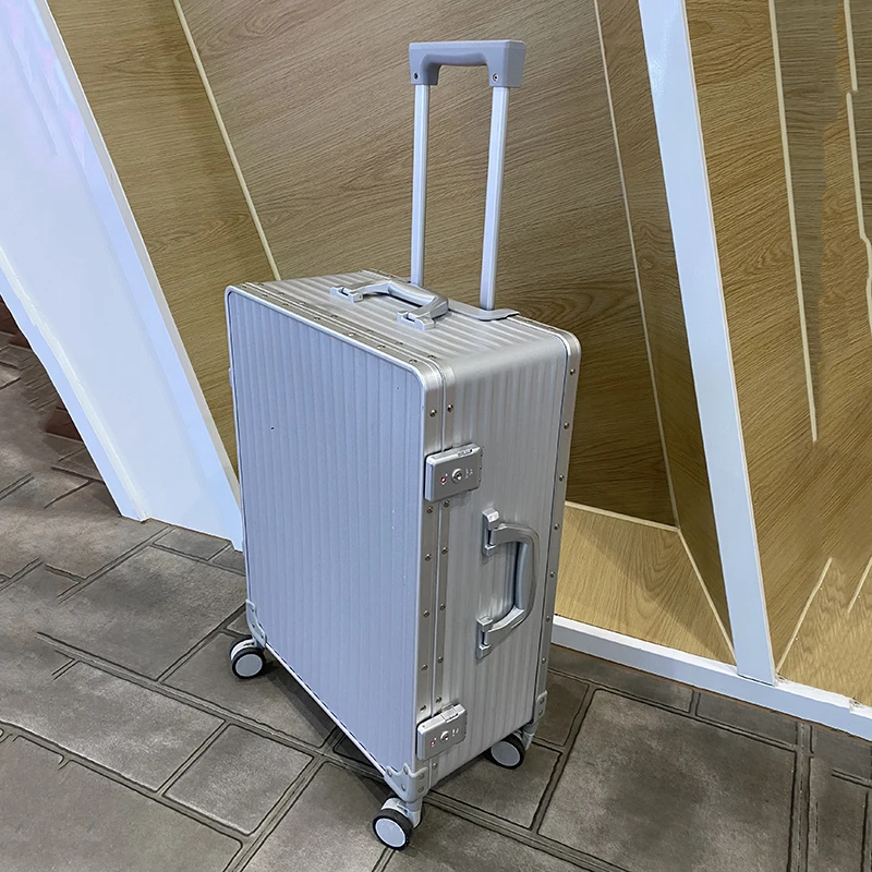 Brand Fashion Luggage Japanese style  20/24/28 inch ins mute wheel boarding travel suitcase aluminum frame trolley luggage