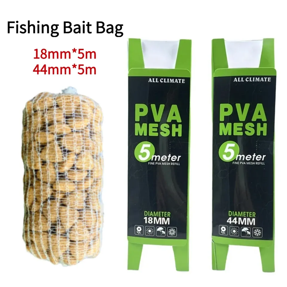 Soluble PVA Mesh Bag Refill Carp Feeder Fishing Lures Refill Rig Hook Bait Wrap Bags 18mm 25mm 44mm Fishing Accessories
