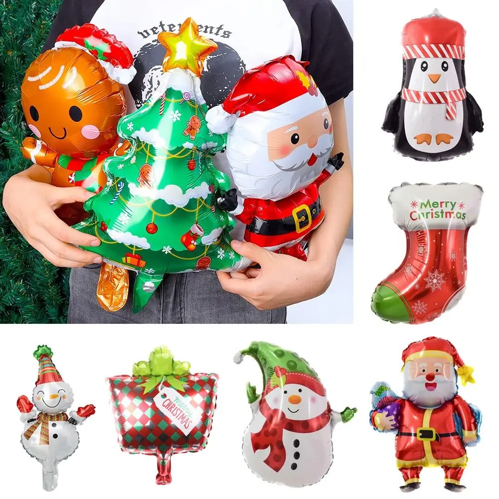 

50PCS Xmas Tree Christmas Balloons New Year Aluminum Foil Snowman Small Balloon Toy Cartoon Santa Holiday Decoration