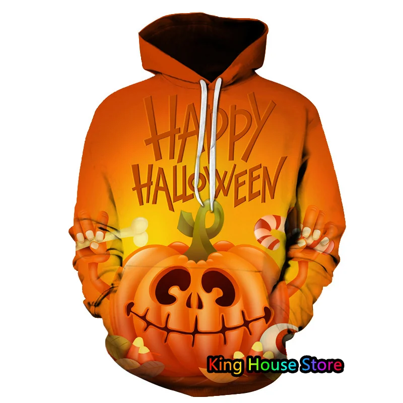 Happy Halloween Hoodie 3D Print Hoodies Fashion Horror Halloween Hooded Swearshirts Harajuku Streetwear Casual Pullover Hoodie