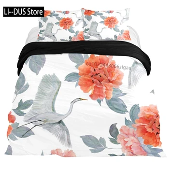 Duvet Cover Set Queen Floral Bedding Elegant Peony Bedding Soft Comforter Cover Set with With 2 Pillowcases 3Pcs Queen Full Size 1